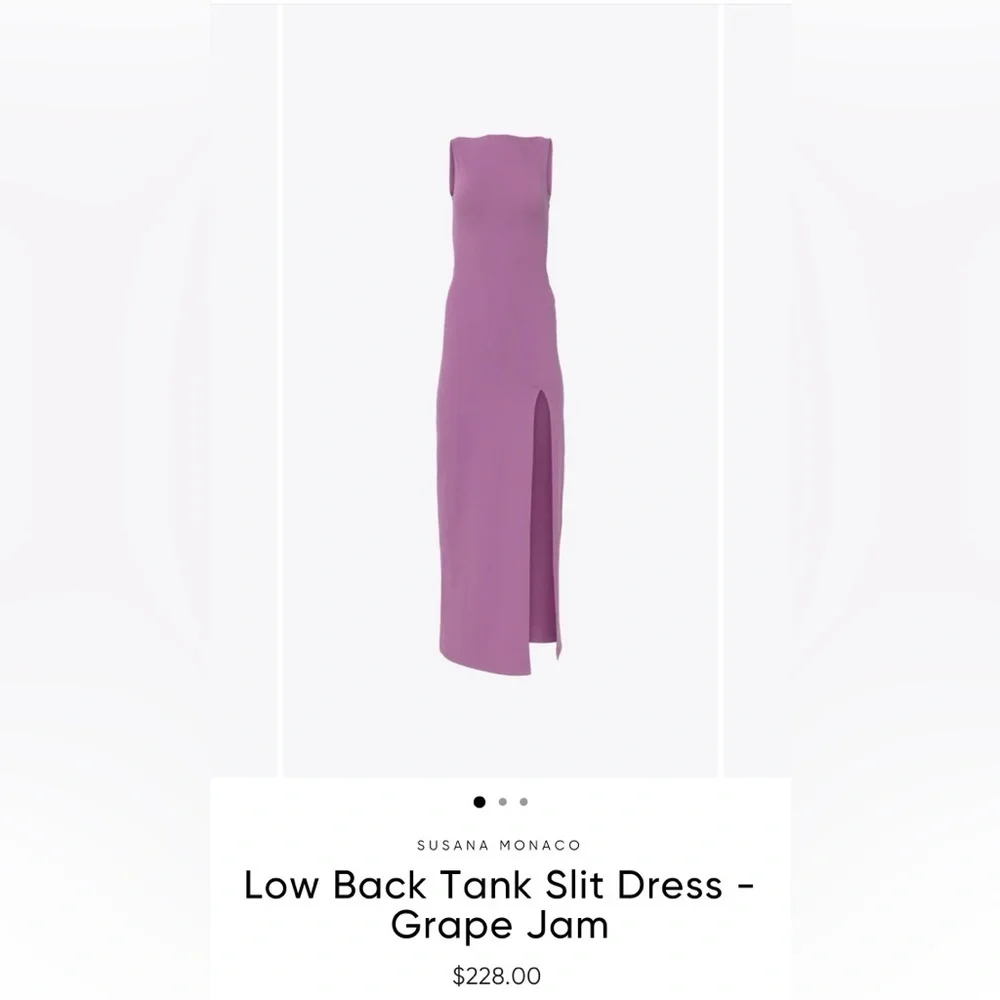 Susana Monaco Low Back Tank Slit Dress with attached body suit lining Size Med